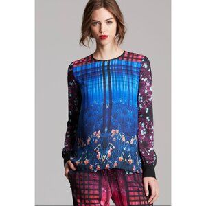 Clover Canyon Enchanted Woodland Print Long Sleeve Blouse Size Medium Maximalist